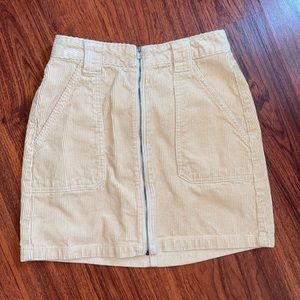 High rise yellow denim skirt